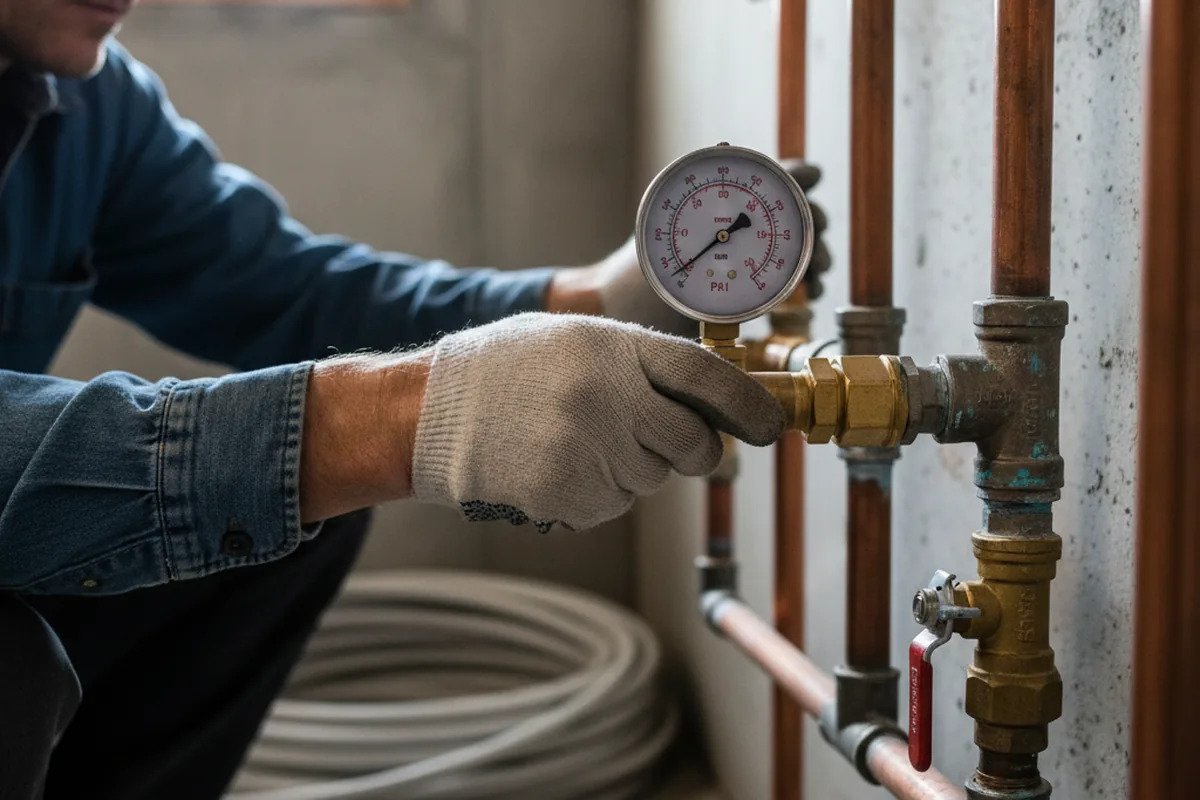 Pressure testing a repaired line during Water Line Repair in Venice